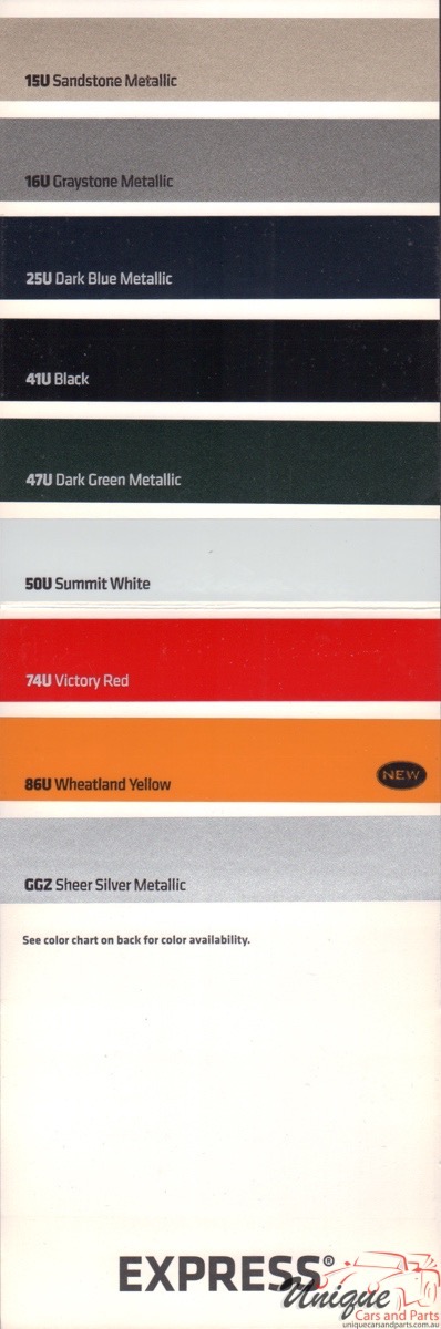 2012 GM Express Corporate Paint Charts 1